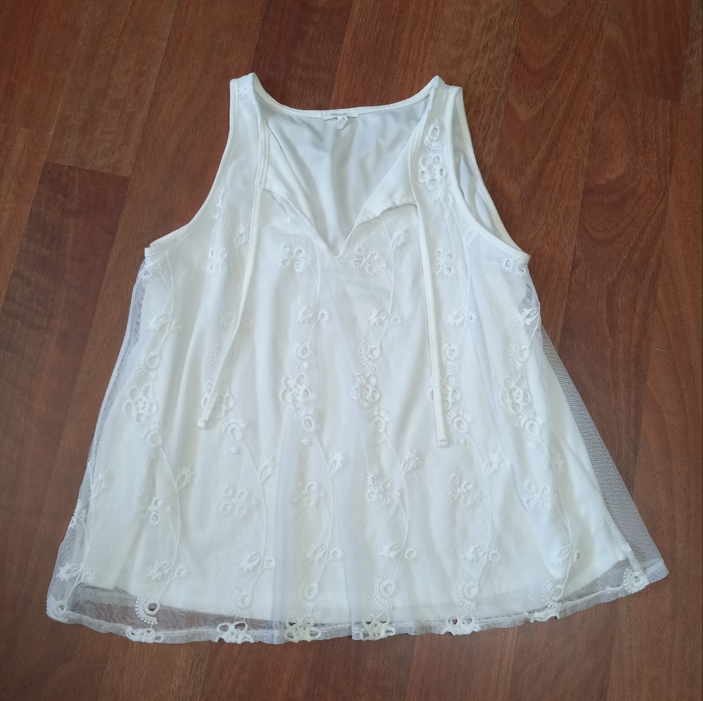 Maurices Sleeveless Mesh Eyelet Top